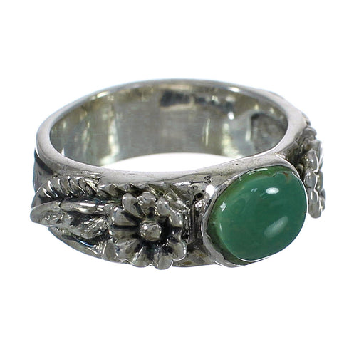 Southwestern Turquoise Sterling Silver Flower Ring Size 7-3/4 YX91636